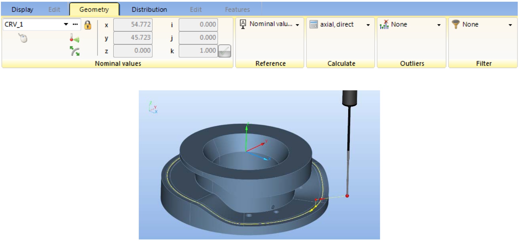 Scanning cam profile axial (3D curve on cylinder intersection)