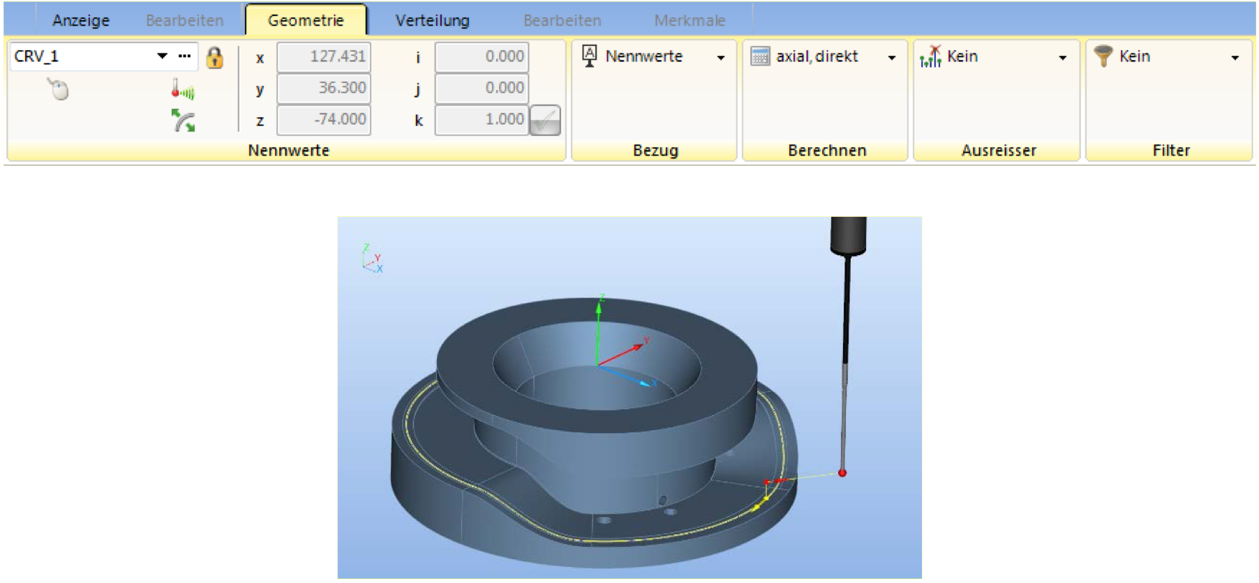 Hubkurve (3D-Kurve auf Zylinderschnitt) axial scannen